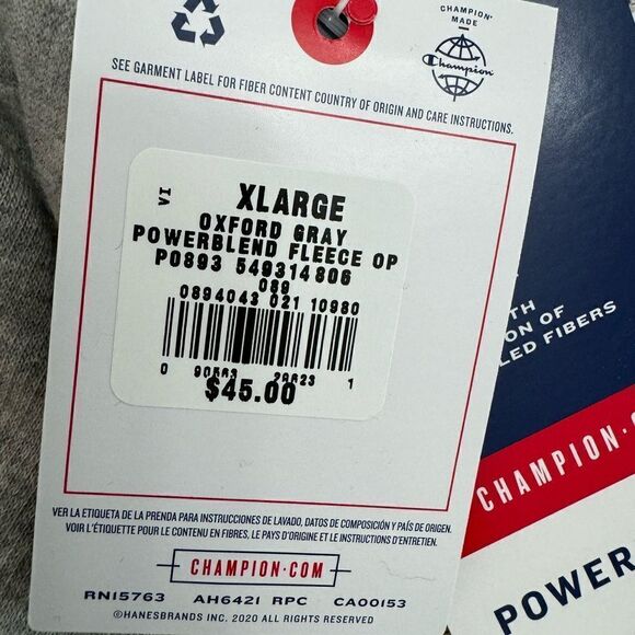Champion Powerblend Fleece Oxford Gray Joggers Size XL NWT - Picture 7 of 7